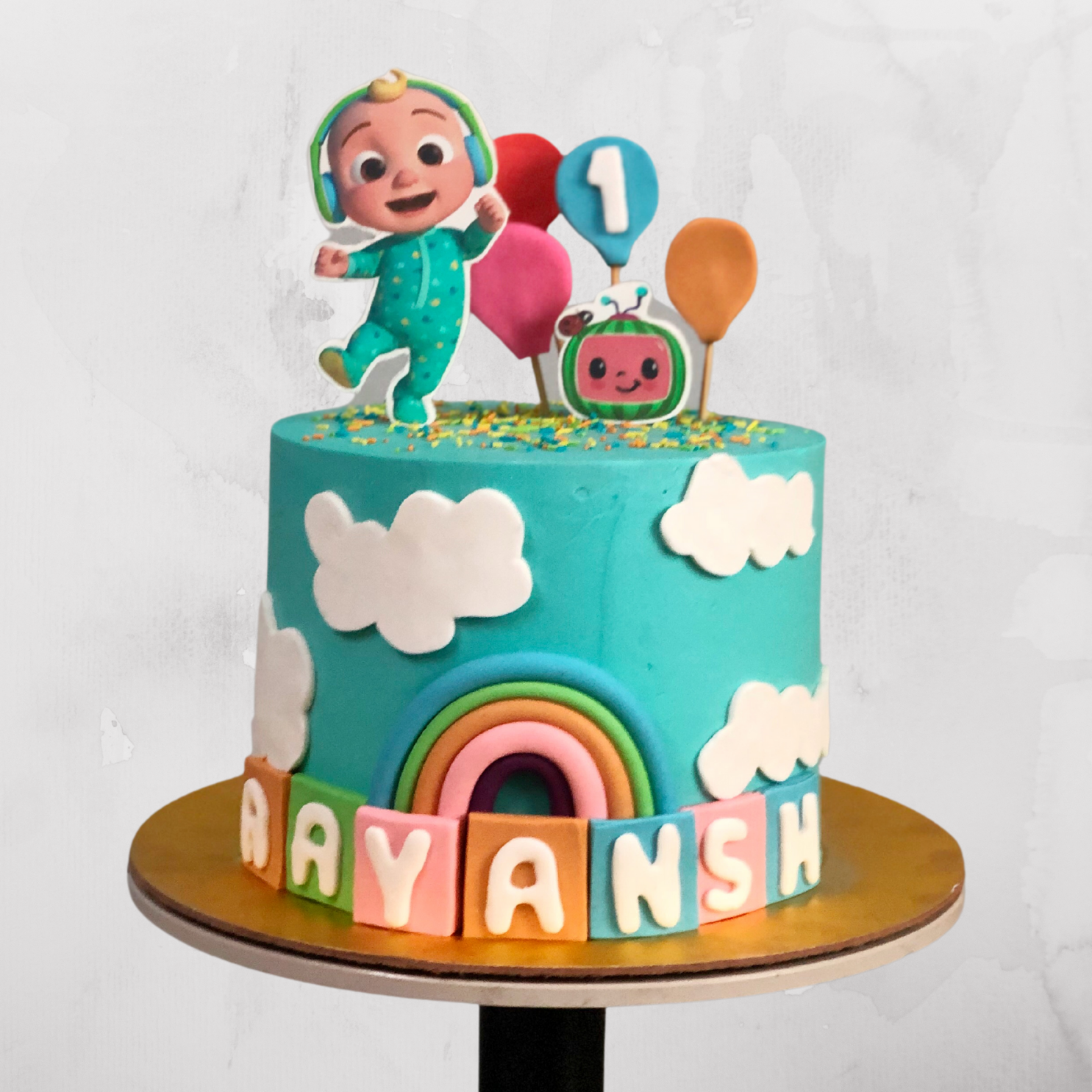 Cocomelon Rainbow Blocks Cake
